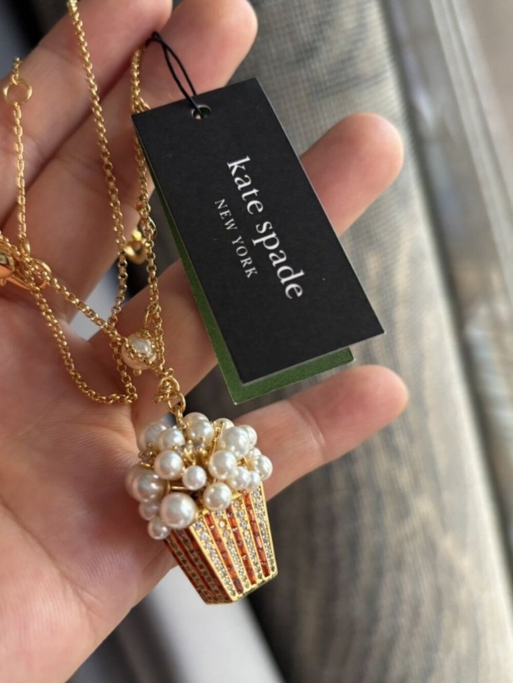 Kate Spade Women's Three-Dimensional Pearl Popcorn Pendant Necklace - Picture 2 of 7
